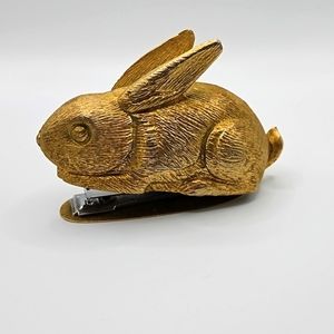 Vintage Solid Brass Stapler - Crouching Bunny